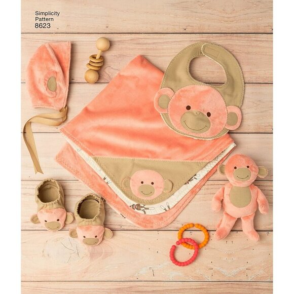Simplicity Sewing Pattern 8623 Baby Hats Booties Bibs Lovey - Picture 6 of 6